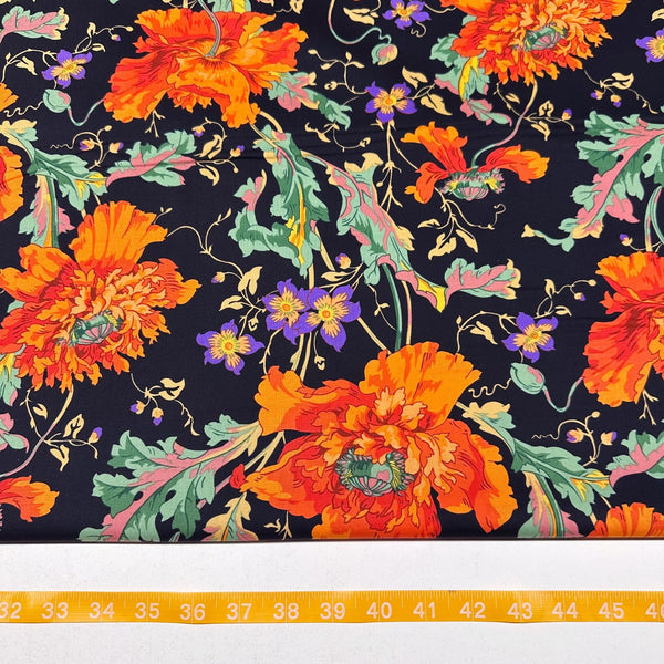 Papaver - Orange Philip Jacobs Cotton Fabric, Kaffe Fassett For Free Spirit PWPJ127.ORANGE