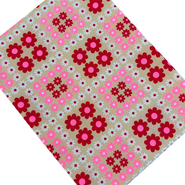 Charmy Remix cotton fabric by Antique Fabric Pinks in beige and neon pink