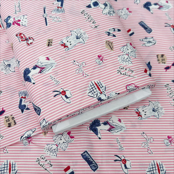 Bolt of Classic Style cotton fabric by Yuwa in pink stripe, SK829979-A