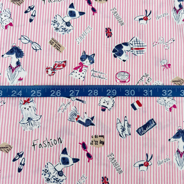 Scale of Classic Style cotton fabric by Yuwa in pink stripe, SK829979-A