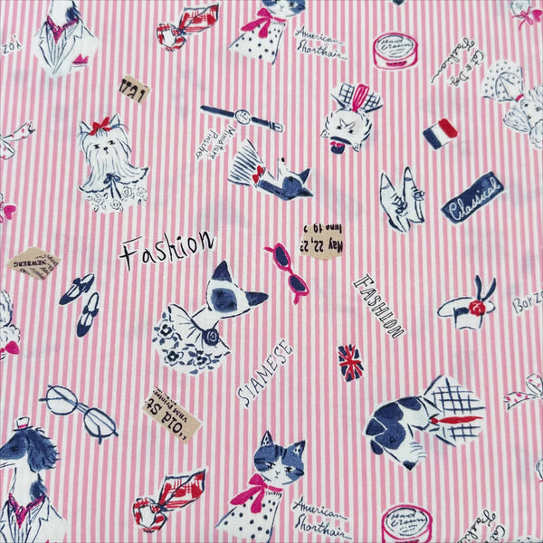 Classic Style cotton fabric by Yuwa in pink stripe, SK829979-A