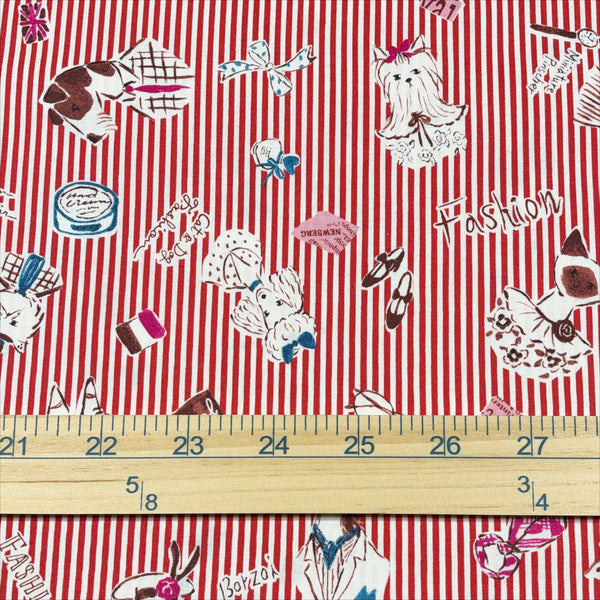 Scale of Classic Style cotton fabric by Yuwa in red stripe, SK829979-F