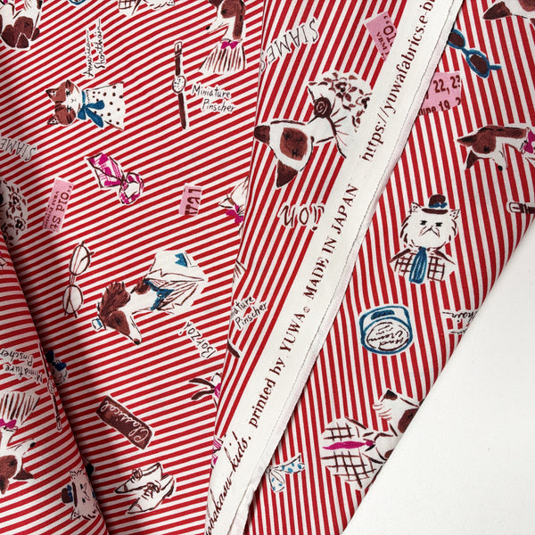 Selvage of Classic Style cotton fabric by Yuwa in red stripe, SK829979-F