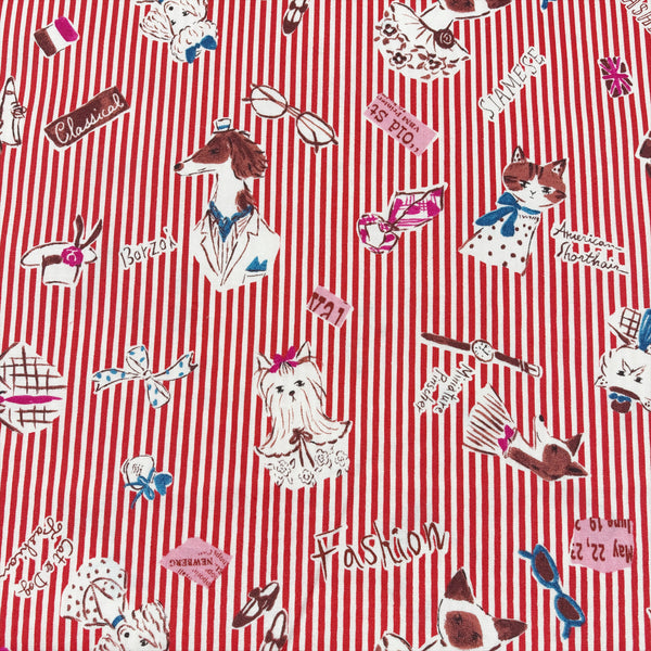 Classic Style cotton fabric by Yuwa in red stripe, SK829979-F