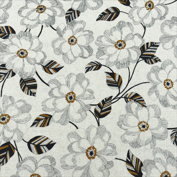 Climbing Camellia cotton linen canvas fabric by Sevenberry in natural
