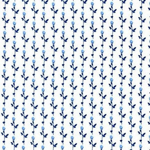 Robert Kaufman Tiny Floral Rose Bud Tootal Super Classic Cotton Poplin Fabric,  TT-A302-19935 BLUE