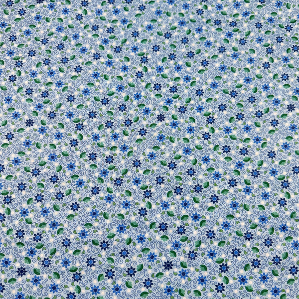 London Calling SRKN-21245-4 Blue Floral Cotton Lawn Fabric Robert Kaufman