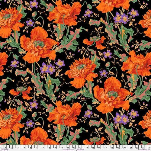 Papaver - Orange Philip Jacobs Cotton Fabric, Kaffe Fassett For Free Spirit PWPJ127.ORANGE