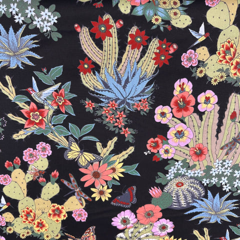 Alexander Henry Hacienda Cactus Cotton Fabric in Black