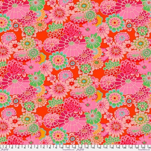 Kaffe Fassett Asian Circles Tomato Cotton Fabric, Free Spirit Fabrics GP89.TOMA