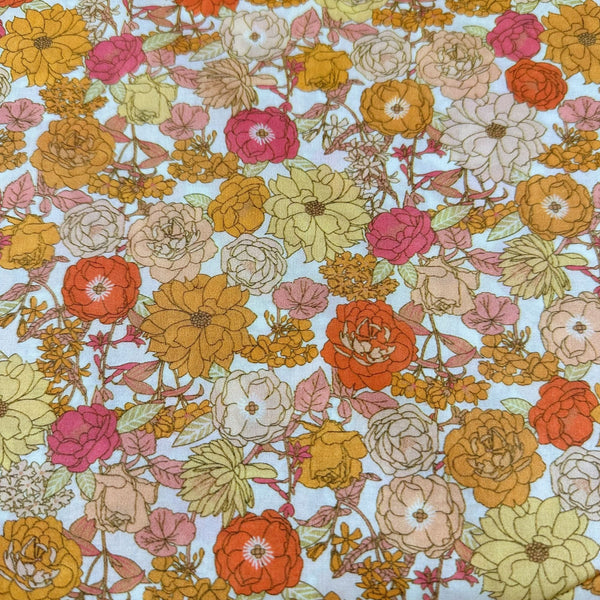 London Calling SRKD-19227-152 Creamsicle Floral Cotton Lawn Fabric Robert Kaufman