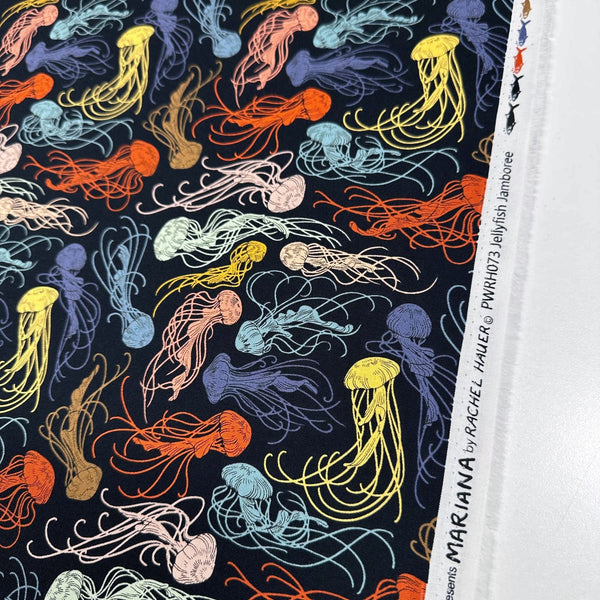 Mariana Jellyfish Jamboree in Multi Cotton Fabric by Rachel Hauer, Free Spirit Fabrics