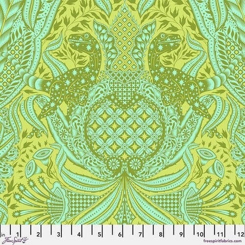 Tula Pink Gift Rapt-Lime ROAR! Cotton Fabric, Free Spirit, Dinosaurs PWTP224.LIME