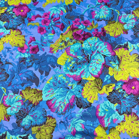 Philip Jacobs Kaffe Fassett Grandiose Turquoise Vintage Floral Cotton Fabric, Free Spirit Fabrics PWPJ013.TURQUOISE