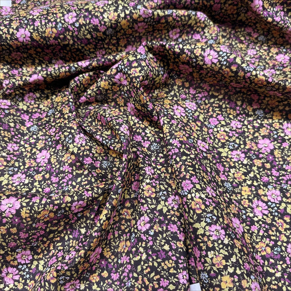 Sevenberry Petite Garden Lawn Floral Cotton Lawn Fabric,  Robert Kaufman SB-6117D3-5 BLACK