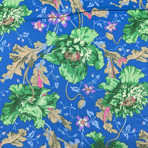 Papaver - Green Philip Jacobs Cotton Fabric, Kaffe Fassett For Free Spirit PWPJ127.GREEN