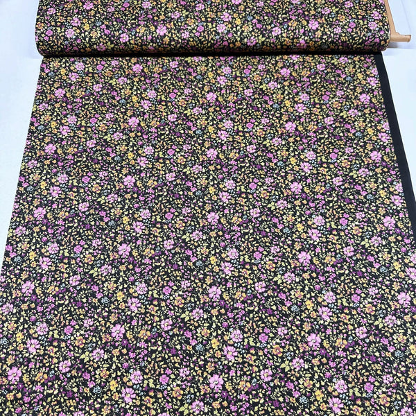 Sevenberry Petite Garden Lawn Floral Cotton Lawn Fabric,  Robert Kaufman SB-6117D3-5 BLACK