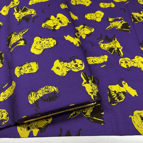 Alexander Henry Scary Influencers Purple Cotton Fabric Halloween Haunted Spooky