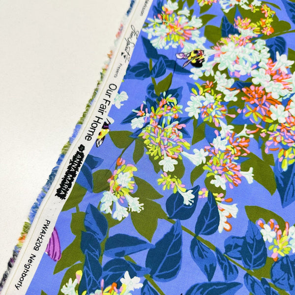 Neighborly Periwinkle Our Fair Home Cotton Fabric, Anna Maria for Free Spirit Fabrics PWAH209.PERIWINKLE