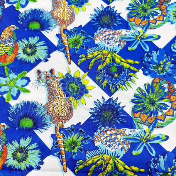 Marvelous Menagerie - Cornflower Florescence by Sam Wilde Cotton Fabric, Free Spirit Fabrics PWVE017.CORNFLOWER