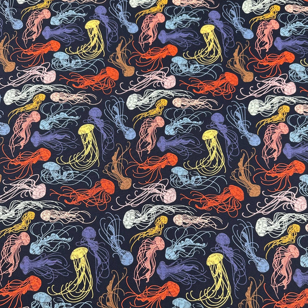 Mariana Jellyfish Jamboree in Multi Cotton Fabric by Rachel Hauer, Free Spirit Fabrics