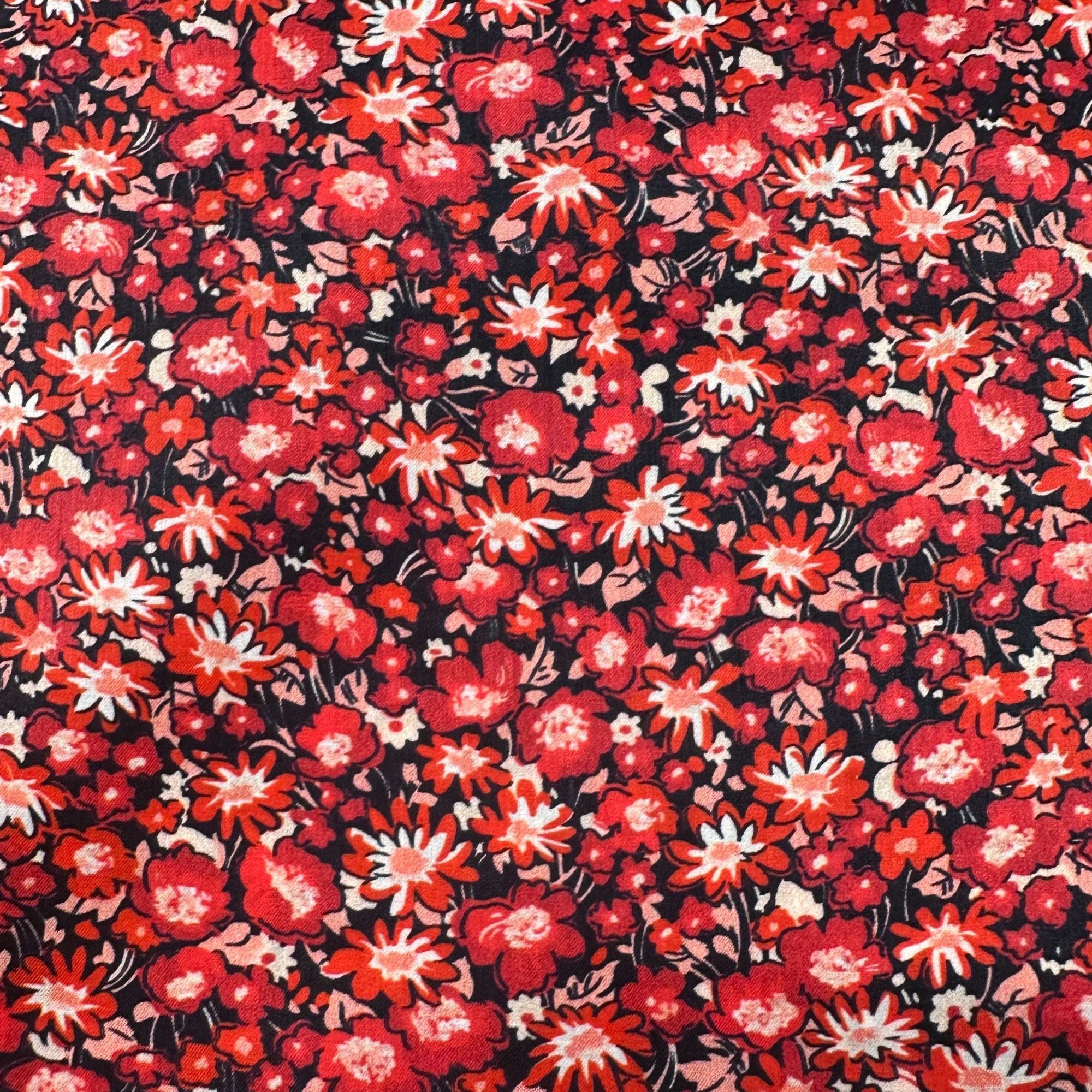 London Calling SRKD-19233-91 CRIMSON Floral Cotton Lawn Fabric Robert Kaufman