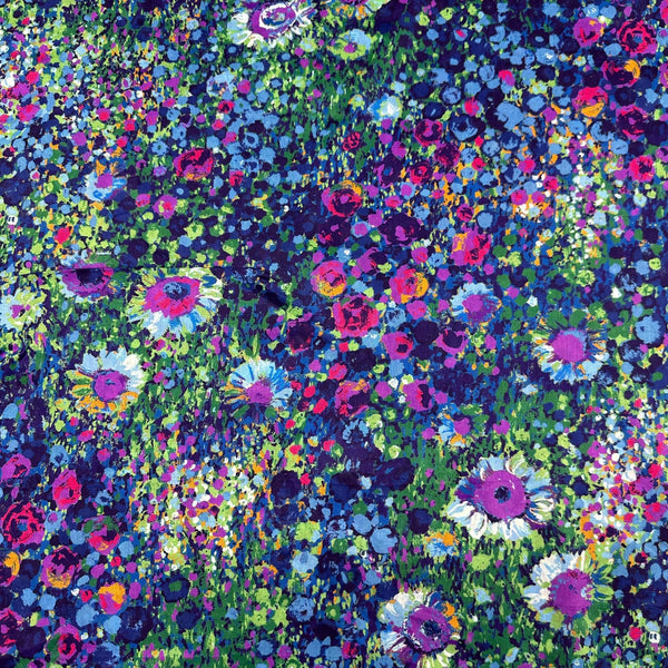 Painterly Petals Cotton Lawn Floral Fabric, SKRD-20549-9 Navy Robert Kaufman