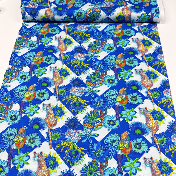 Marvelous Menagerie - Cornflower Florescence by Sam Wilde Cotton Fabric, Free Spirit Fabrics PWVE017.CORNFLOWER