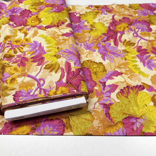 Grandiose - Ochre Vintage Floral Philip Jacobs for Kaffe Fassett Cotton Fabric, Free Spirit Fabrics PWPJ013.OCHRE