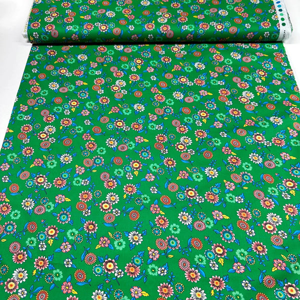 London Calling SRKN-21237-7 Green Floral Cotton Lawn Fabric Robert Kaufman