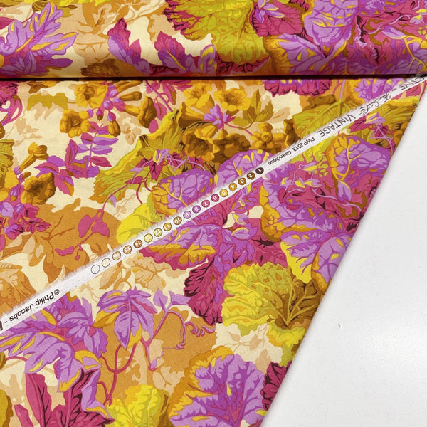 Grandiose - Ochre Vintage Floral Philip Jacobs for Kaffe Fassett Cotton Fabric, Free Spirit Fabrics PWPJ013.OCHRE