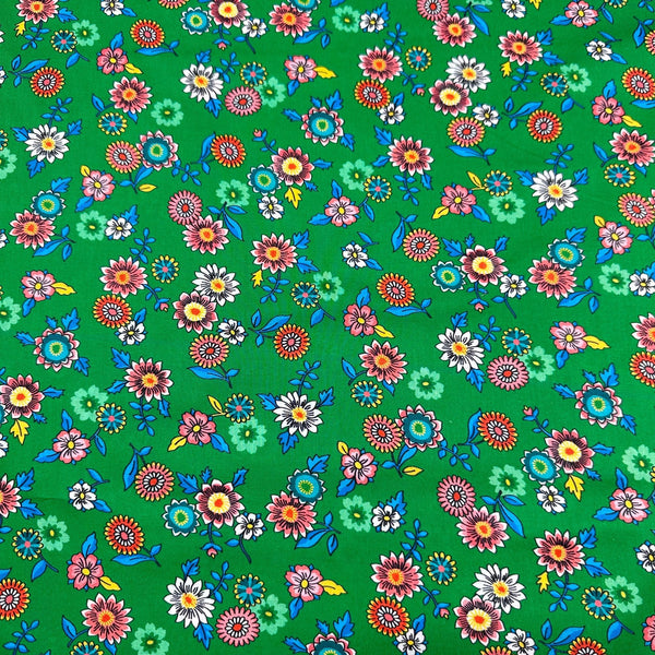 London Calling SRKN-21237-7 Green Floral Cotton Lawn Fabric Robert Kaufman