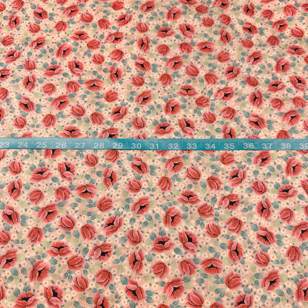 London Calling SRKD-20256-144 PEACH Floral Cotton Lawn Fabric Robert Kaufman