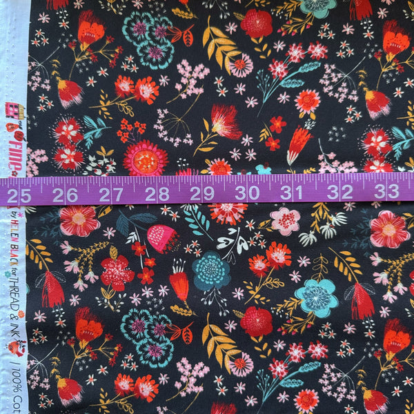 Scale of Fine Folk Calico Blooms cotton fabric by Helen Black, style FOLK1113