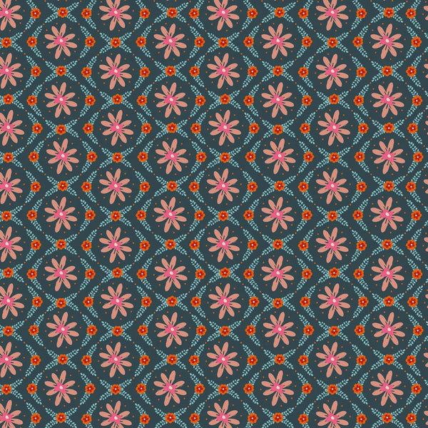 Stock photo of Fine Folk Daisy Chain cotton fabric by Helen Black, style FOLK1119