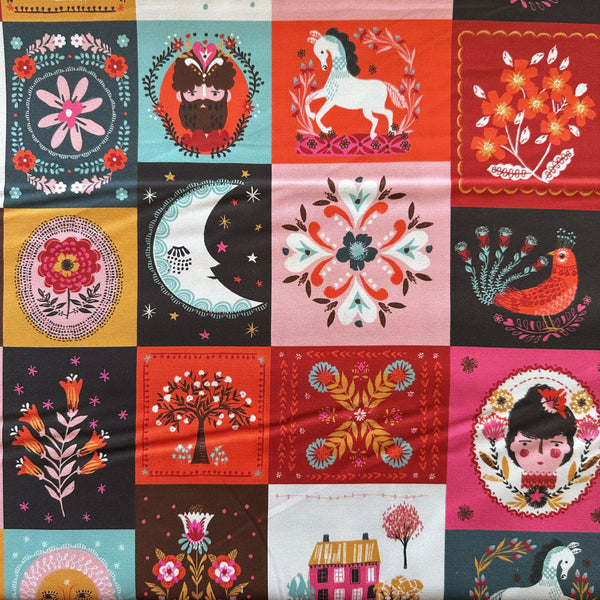 Fine Folk Quilted Folk cotton fabric by Helen Black, style FOLK1122