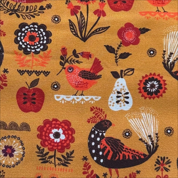 Scale of Fine Folk Songbirds cotton fabric by Helen Black, style FOLK1114