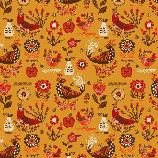 Stock photo of Fine Folk Songbirds cotton fabric by Helen Black, style FOLK1114