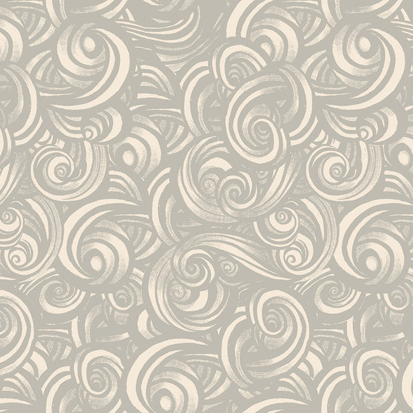 Fireglow Smoke in Oyster cotton fabric by Sarah Watts for Ruby Star Society featuring swirling smoke designs
