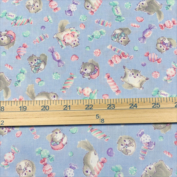 Scale of Flying Squirrels and Candy cotton fabric by Cosmo Textiles in periwinkle blue, AP55203 2C
