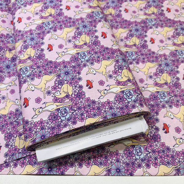 Bolt of Forest Friends Floral Deer Cotton Fabric by The Good Twin for Cloud 9 Fabrics, 100% organic cotton.