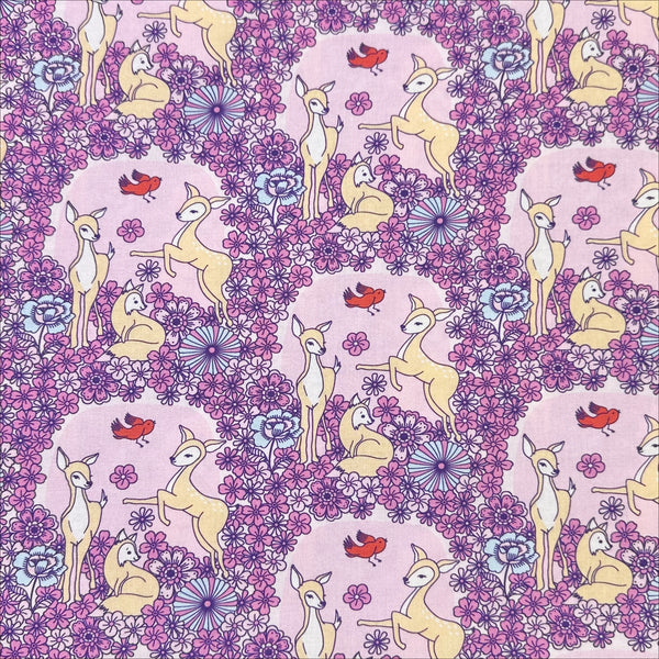 Forest Friends Floral Deer Cotton Fabric by The Good Twin for Cloud 9 Fabrics, 100% organic cotton.