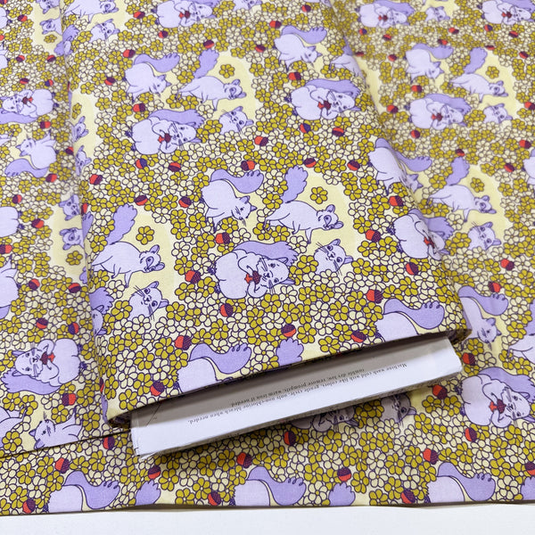 Bolt of Forest Friends Playful Squirrels Cotton Fabric by The Good Twin for Cloud 9 Fabrics, 100% organic cotton.