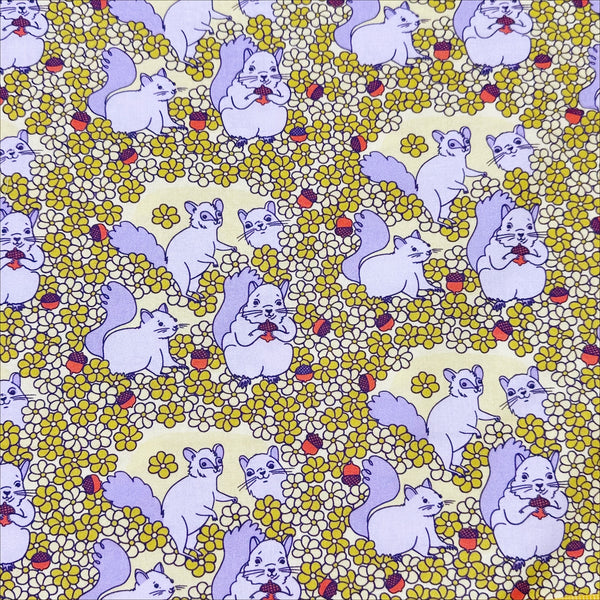  Forest Friends Playful Squirrels Cotton Fabric by The Good Twin for Cloud 9 Fabrics, 100% organic cotton.