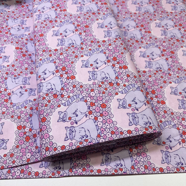Bolt of Forest Friends Sweet Raccoons Cotton Fabric by The Good Twin for Cloud 9 Fabrics, 100% organic cotton.