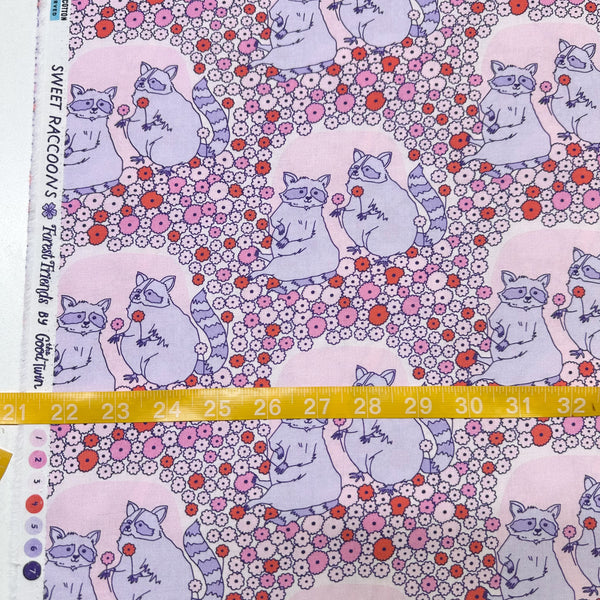 Scale of Forest Friends Sweet Raccoons Cotton Fabric by The Good Twin for Cloud 9 Fabrics, 100% organic cotton.