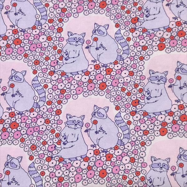 Forest Friends Sweet Raccoons Cotton Fabric by The Good Twin for Cloud 9 Fabrics, 100% organic cotton.