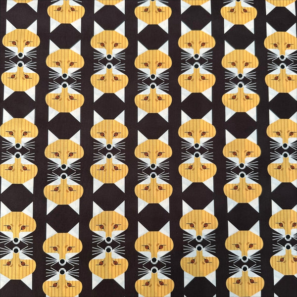 Fox Face Raisin Poplin Fabric by Charley Harper for Birch Fabrics, featuring fox face print