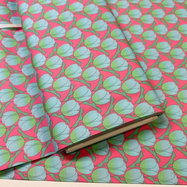 Bolt of Tulip cotton fabric by Nora in pink aqua, fat quarter