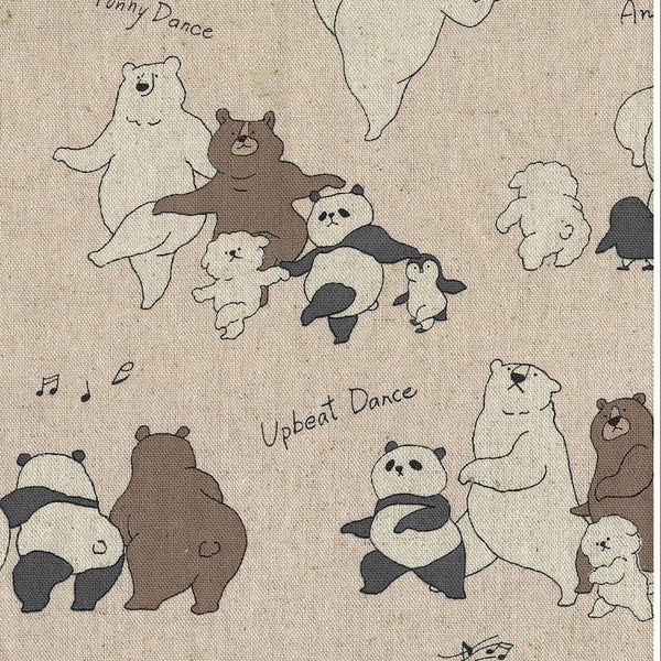 Stock photo of Funny Animals Bears and Friends cotton linen canvas fabric by Kokka in natural, YKA-46030-1A